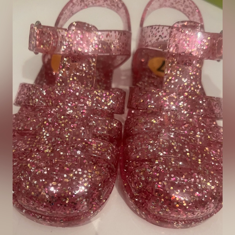 Pink glitter jelly sandals